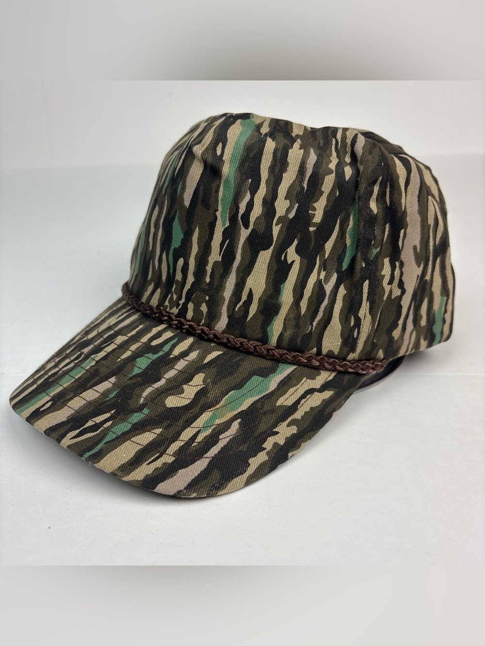 Vintage Camouflage Nissin Hat Rope Detail Hunting Outdoor Adjustable Camo NWOT